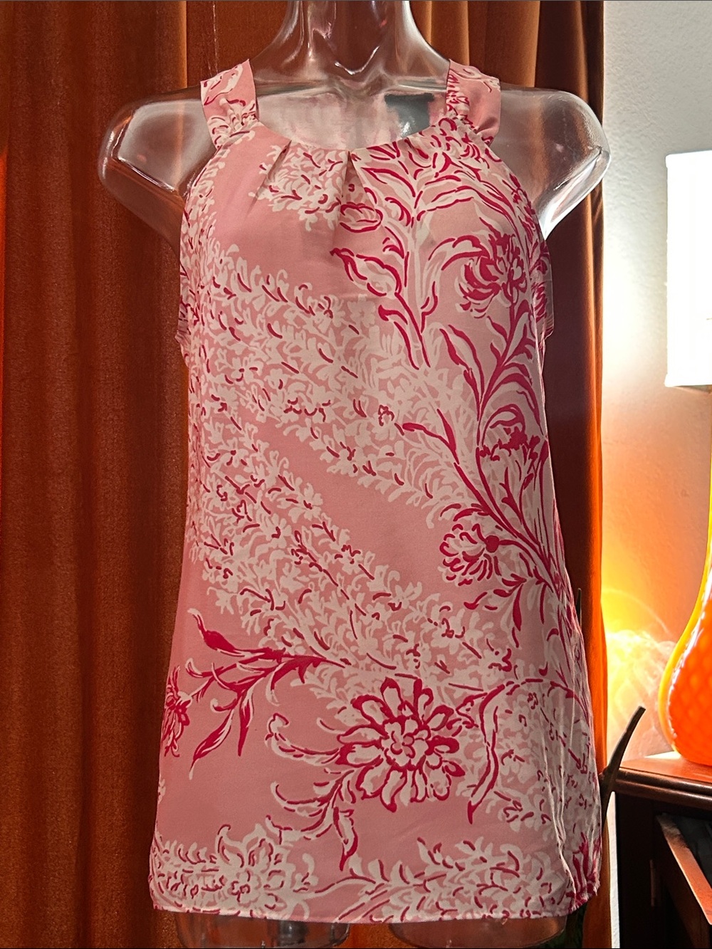 Ann Taylor Pink Floral Halter Shell